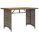 vidaXL Patio Table with Wooden Top Gray 43.3"x26.8"x27.6" Poly Rattan