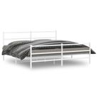 vidaXL Metal Bed Frame without Mattress with FootboardÂ White 76"x79.9"