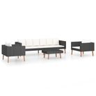 vidaXL 4 Piece Patio Lounge Set with Cushions Poly Rattan Black