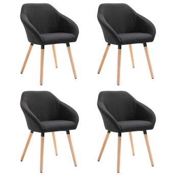 vidaXL Dining Chairs 4 pcs Black Fabric