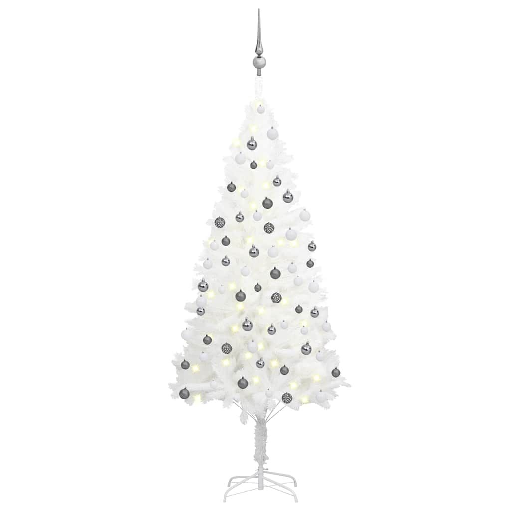 vidaXL Artificial Pre-lit Christmas Tree with Ball Set White 59.1"