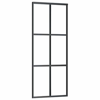vidaXL Sliding Door ESG Glass and Aluminum 29.9"x80.7" Black