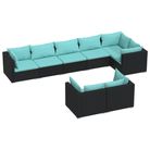 vidaXL 8 Piece Patio Lounge Set with Cushions Black Poly Rattan