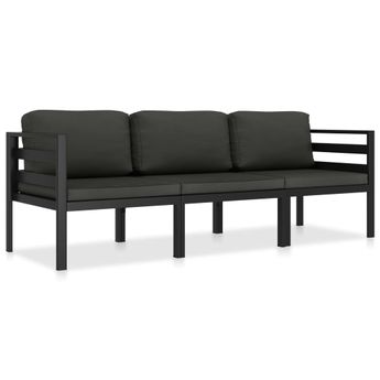 vidaXL 3 Piece Garden Lounge Set with Cushions Aluminium Anthracite
