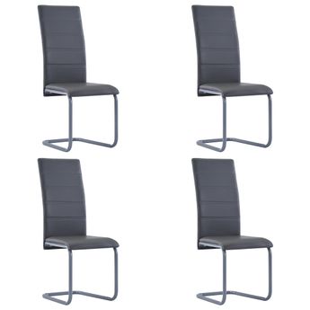 vidaXL Cantilever Dining Chairs 4 pcs Gray Faux Leather