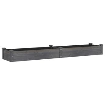 vidaXL Garden Raised Bed with Liner Grey 240x45x25 cm Solid Wood Fir