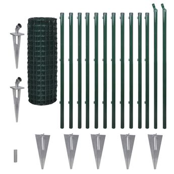 vidaXL Euro Fence Steel 82ftx3.9ft Green