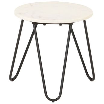vidaXL Coffee Table White 40x40x40 cm Real Stone with Marble Texture