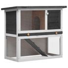 vidaXL Outdoor Rabbit Hutch 1 Door Gray Wood