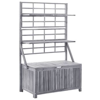 vidaXL Storage Box with Trellis Grey 99x55x160 cm Solid Acacia Wood