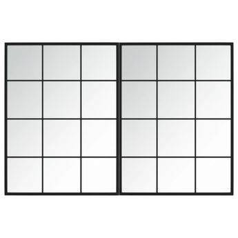 vidaXL Wall Mirrors 2 pcs Black 31.5"x23.6" Metal