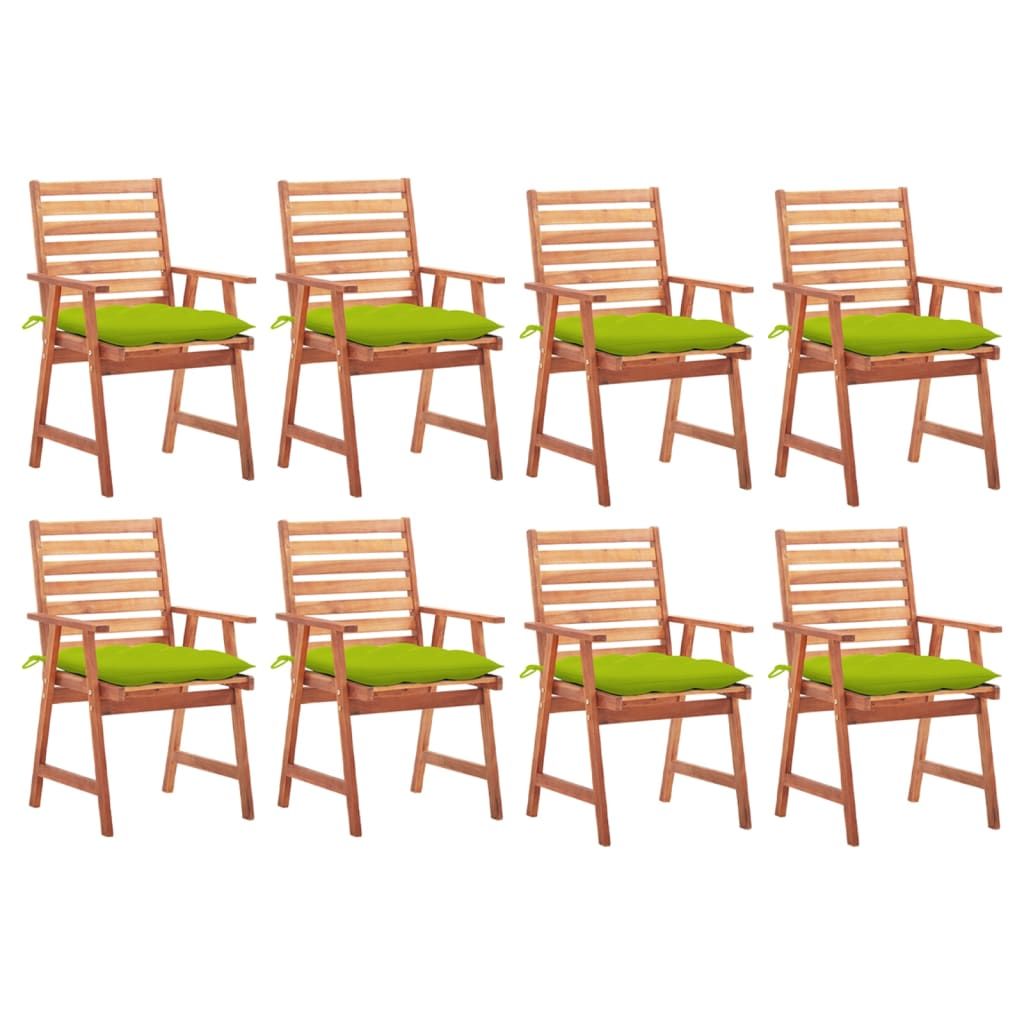 vidaXL Outdoor Dining Chairs 8 pcs with Cushions Solid Acacia Wood