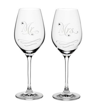 Celebration crystals Sklenice na víno Crystals Mr&Mrs 360 ml 2 ks