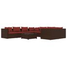 vidaXL 9 Piece Patio Lounge Set with Cushions Poly Rattan Brown