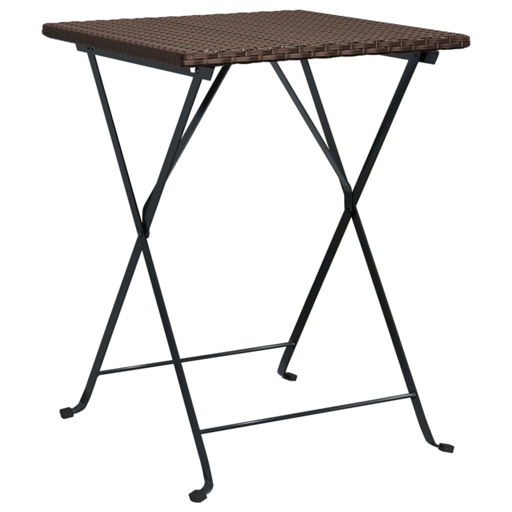 vidaXL Folding Bistro Table Brown 21.7"x21.3"x28" Poly Rattan