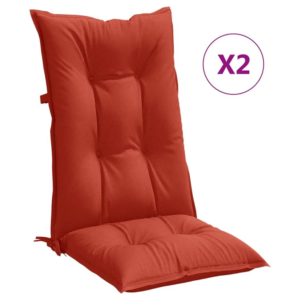 vidaXL Highback Chair Cushions 2 pcs Melange Red 120x50x7 cm Fabric