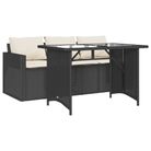 vidaXL 2 Piece Patio Dining Set with Cushions Black Poly Rattan