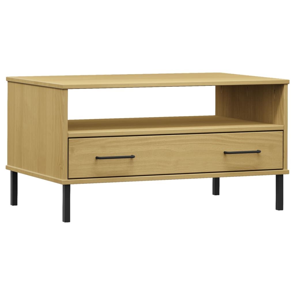 vidaXL Coffee Table with Metal Legs Brown 85x50x45cm Solid Wood OSLO