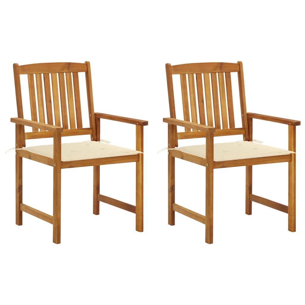 vidaXL Patio Chairs with Cushions 2 pcs Solid Acacia Wood