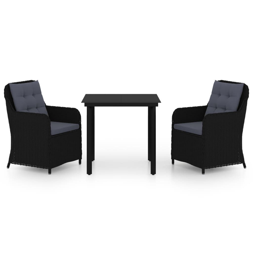 vidaXL 3 Piece Garden Dining Set Black