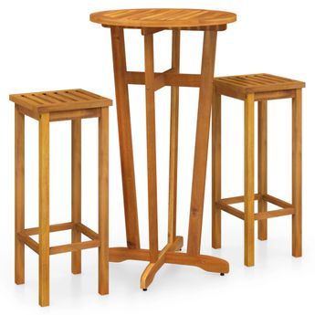 vidaXL 3 Piece Patio Bar Set Solid Wood Acacia