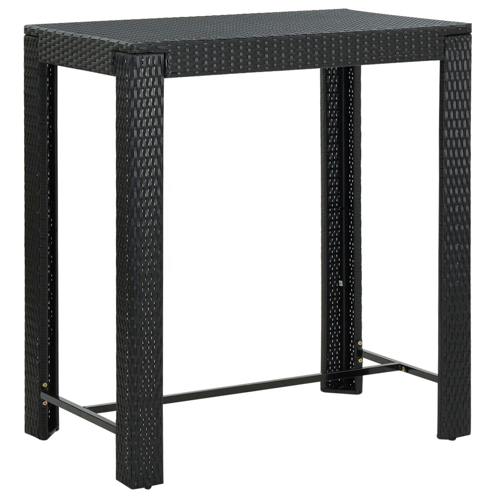 vidaXL Patio Bar Table Black 39.4"x23.8"x43.5" Poly Rattan