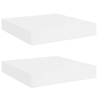vidaXL Floating Wall Shelves 2 pcs High Gloss White 23x23.5x3.8 cm MDF
