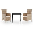 vidaXL 3 Piece Patio Dining Set with Cushions Beige