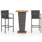 vidaXL 3 Piece Patio Bar Set Gray