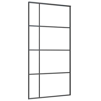 vidaXL Sliding Door Frosted ESG Glass and Aluminum 40.4"x80.7" Black