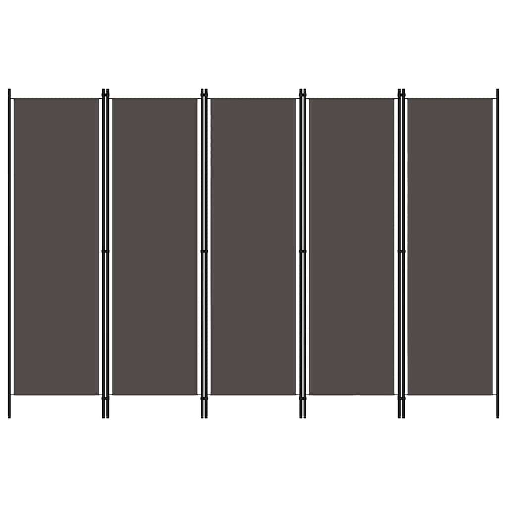vidaXL 5-Panel Room Divider Anthracite 250x180 cm