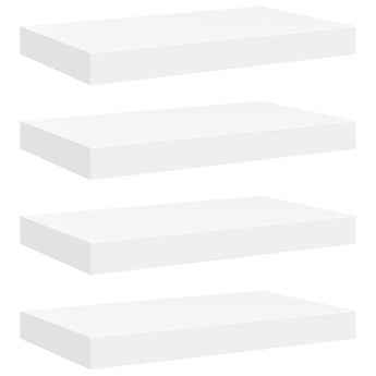 vidaXL Floating Wall Shelves 4 pcs White 15.7"x9.1"x1.5" MDF