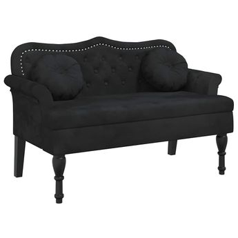 vidaXL Bench with Cushions Black 47.4x25.6x29.5" Velvet