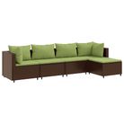 vidaXL 5 Piece Garden Lounge Set with Cushions Brown Poly Rattan