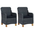 vidaXL Patio Chairs with Cushions 2 pcs Poly Rattan Dark Gray
