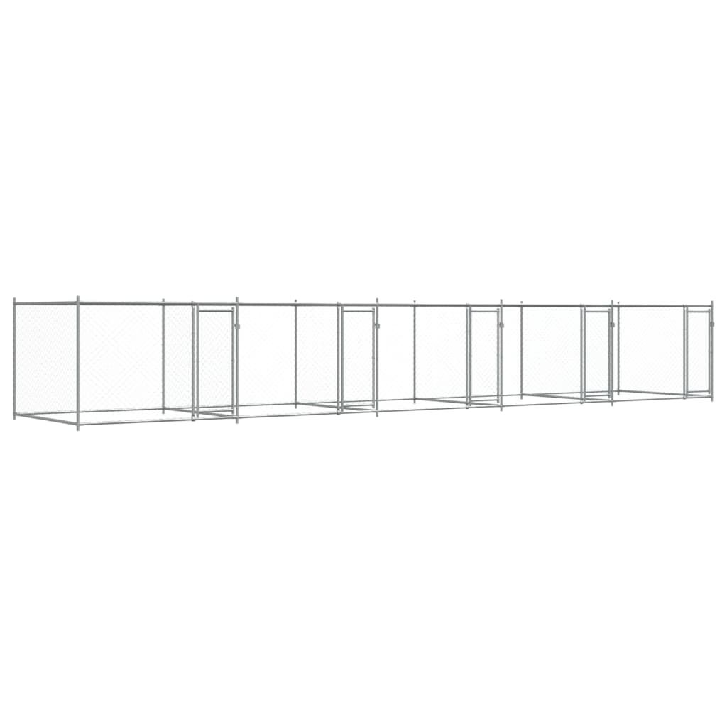 vidaXL Dog Cage with Doors Gray 32.8'x6.6'x4.9' Galvanized Steel