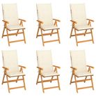 vidaXL Garden Chairs 6 pcs with Cream Cushions Solid Teak Wood