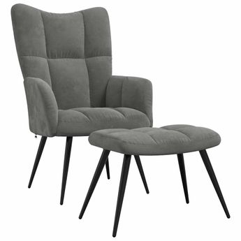 vidaXL Relaxing Chair with a Stool Dark Gray Velvet