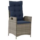 vidaXL Reclining Garden Chair with Cushions Grey Poly Rattan