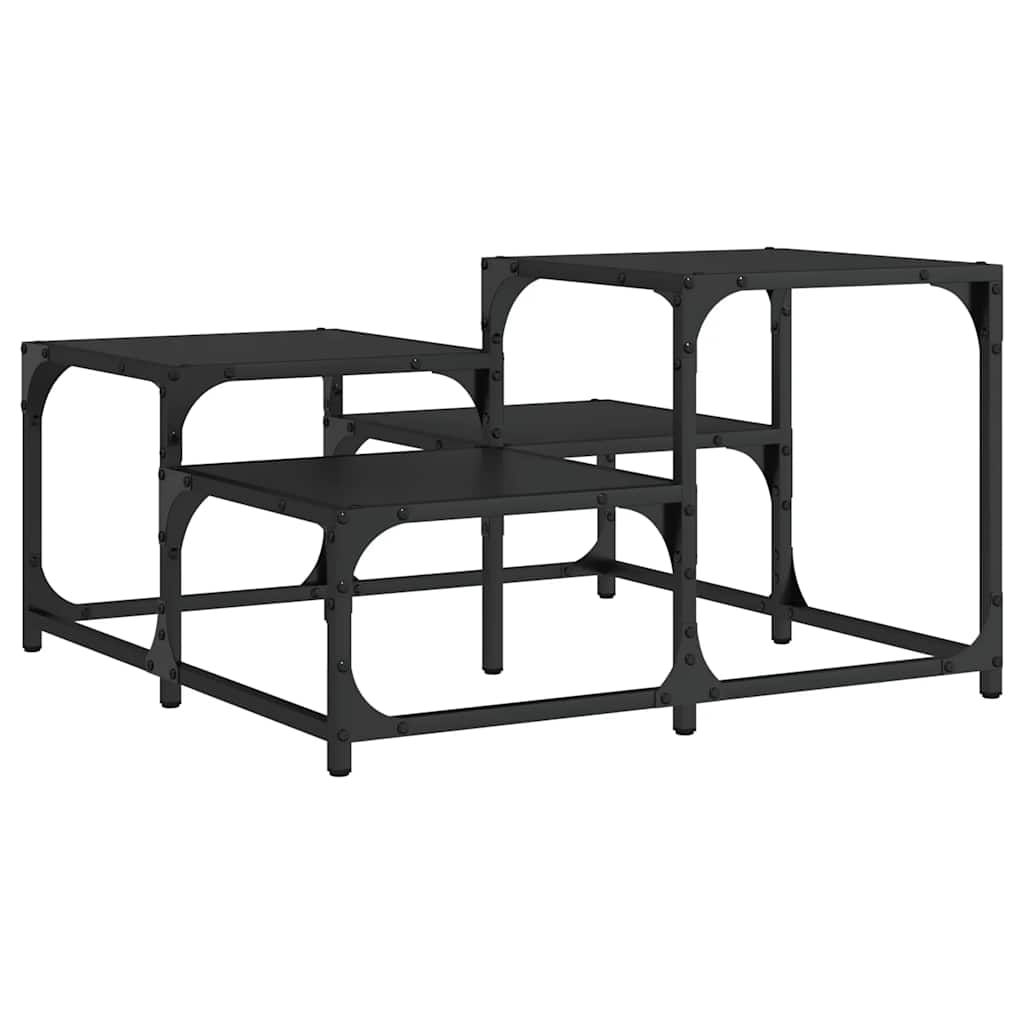 vidaXL Coffee Table Black 26.8"x26.8"x15.7" Engineered Wood