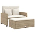 vidaXL Patio Sofa with Cushions 2-Seater Beige Poly Rattan