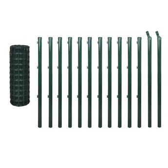 vidaXL Euro Fence Steel 82ftx3.3ft Green
