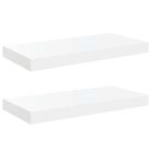vidaXL Floating Wall Shelves 2 pcs High Gloss White 19.7"x9.1"x1.5" MDF