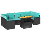 vidaXL 8 Piece Garden Sofa Set with Cushions Black Poly Rattan
