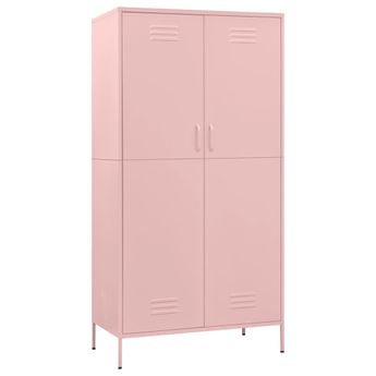 vidaXL Wardrobe Pink 35.4"x19.7"x70.9" Steel
