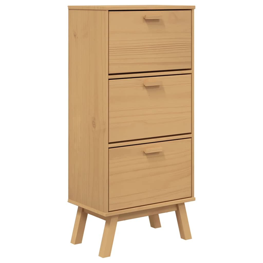 vidaXL Shoe Cabinet OLDEN Brown 21.7"x13.8"x47.2" Solid Wood Pine