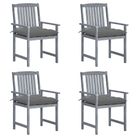 vidaXL Patio Chairs with Cushions 4 pcs Gray Solid Acacia Wood