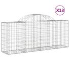 vidaXL Arched Gabion Baskets 13 pcs 200x50x80/100 cm Galvanised Iron