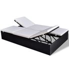 vidaXL Double Sun Lounger with Cushion Poly Rattan Black